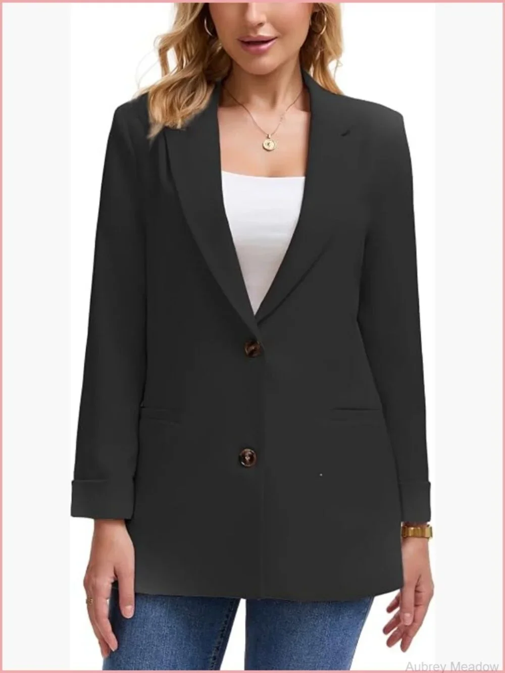 Semi-Tailored Business Casual Blazer 9/10 Sleeve Lightweight Work Office Jacket